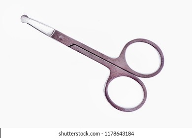 Man Fashion, Trimming Nose Hair With Scissors. Barber And Hairdresser Man