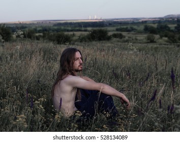 man in field