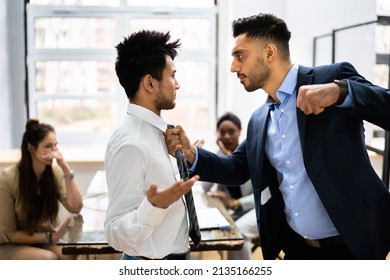 Man Fight At Workplace. Impolite Argument. Person Argue