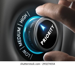 Man fingers setting priority button on highest position. Concept image for illustration of priorities management. - Shutterstock ID 293274554