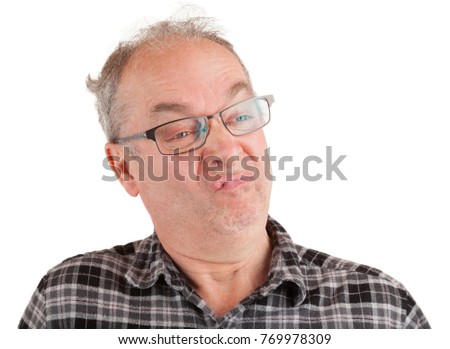 Man is finicky about something.