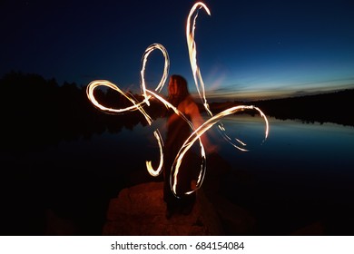 Man and fire. Fireshow.