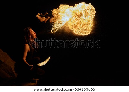 Man and fire. Fireshow.