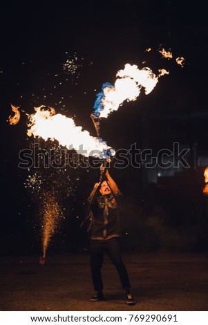 Man fire guggling Stock fotó © 