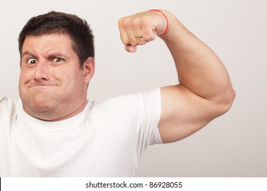 Man flexing his arm