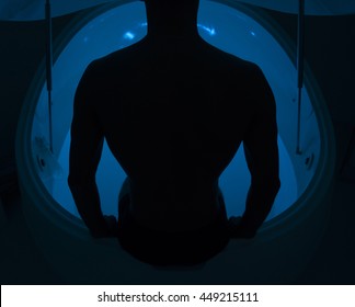 Man In A Float Tank Blue Light