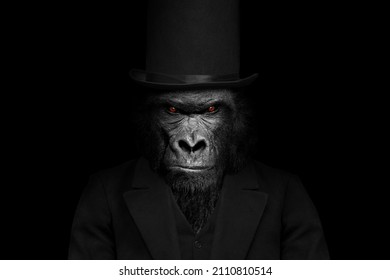 Man in the form of a Gorilla mammal , Lion , Gorilla , Elephant mammal animal , black white wildlife perfect for poster and canvas	