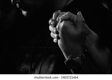 Man Friend Holding Hands Praying Together Stock Photo 1403721464 ...