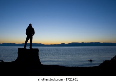 man in front of Lake Tahoe - Powered by Shutterstock