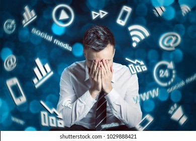 Man frustrated in a digital world
