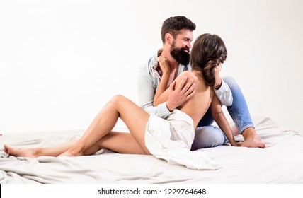 Man Full Of Desire Tease Seduce Girlfriend Sensual Foreplay. Couple Make Love Sex. Hipster Lover Hug Kiss Sexual Naked Female Body. Libido And Sexual Appetite. Sexual Desire Concept. Sexual Game.