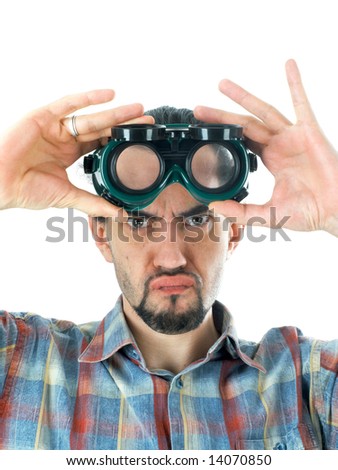 Similar – Man observing something through binoculars