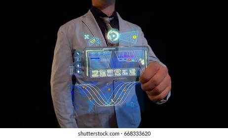 Man Futuristic Screen the Concept Future Stock Photo 668333578 ...