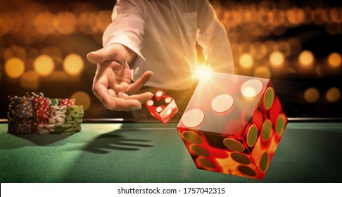 Man gambling at the craps table at the casino - Selective focus