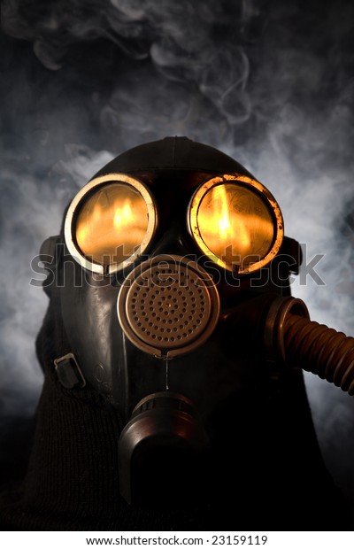 Man Gas Mask Fire Reflection Eyes Stock Photo (Edit Now) 23159119