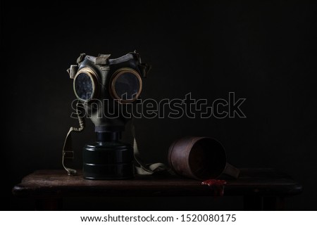 Man in gasmask. Silhouette concept. 
