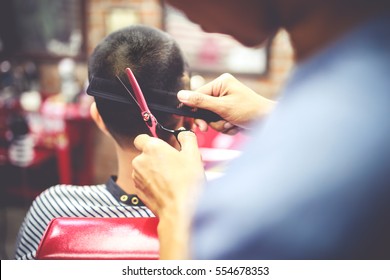 The Man Getting Haircut At Barbershop