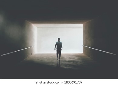 Man Getting Out Of Dark Alley, Abstract Concept