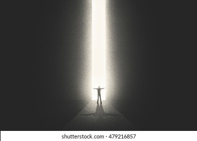 Man getting out from the darkness opening door - Shutterstock ID 479216857