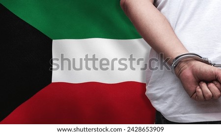 A man getting under arrest in Kuwait. Concept of being handcuffed, detained, incarcerated and jailed in said country. National law enforcement concept.