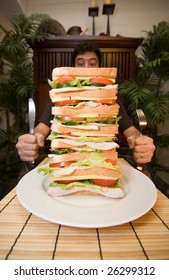 Man And Giant Sandwich