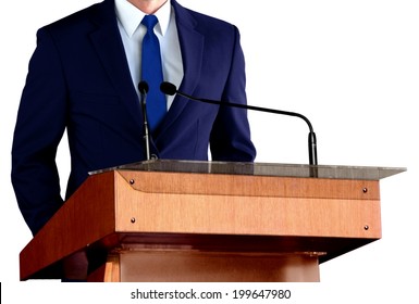 Man Giving Speech At Seminar