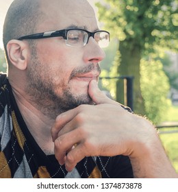 Serious Man Park Glasses Serious Face Stock Photo 41920735 | Shutterstock