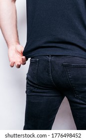Man Tight Jeans Sports Ass Close-up Stock Photo 1325243201