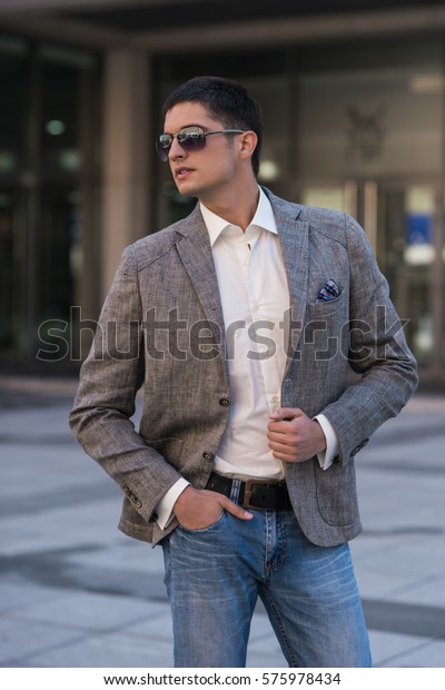 Retired Inspection Manhattan Man Grey Jacket Blue Jeans Stock Photo 575978434 | Shutterstock