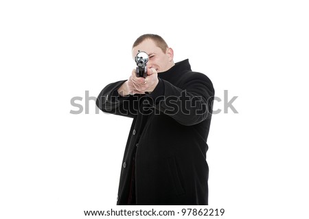 Man with the gun facing