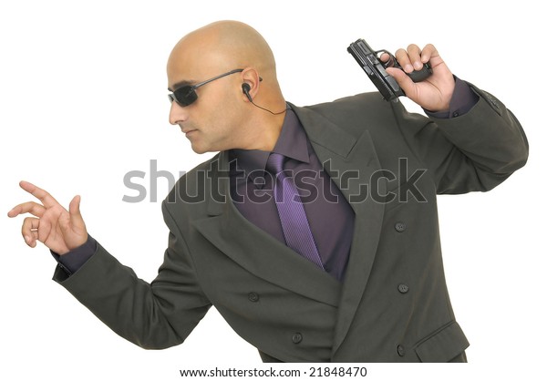 Man Gun Isolated Against White Background Stock Photo (Edit Now) 21848470