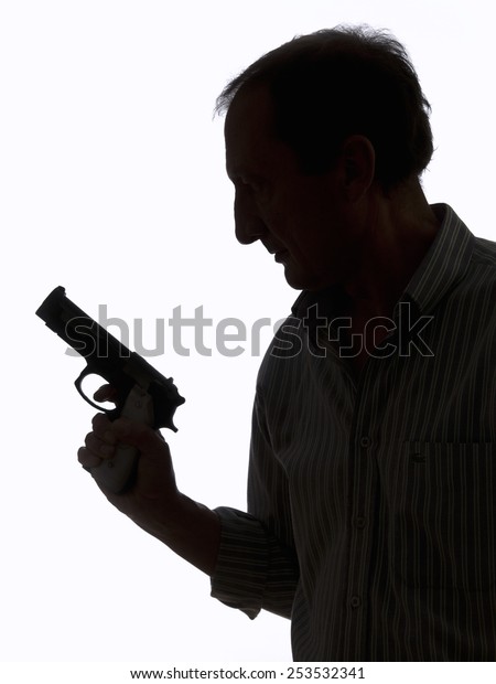 Man Gun On White Background Stock Photo (Edit Now) 253532341