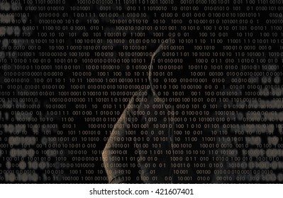 Man hacker theft the data in dark