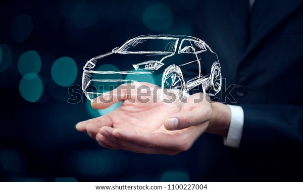 man hand car in\
screen