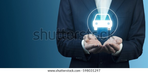 man hand car in 
screen in bokeh background