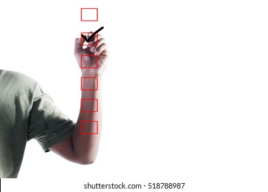 Man Hand Checking the Checking Box on white background. - Shutterstock ID 518788987
