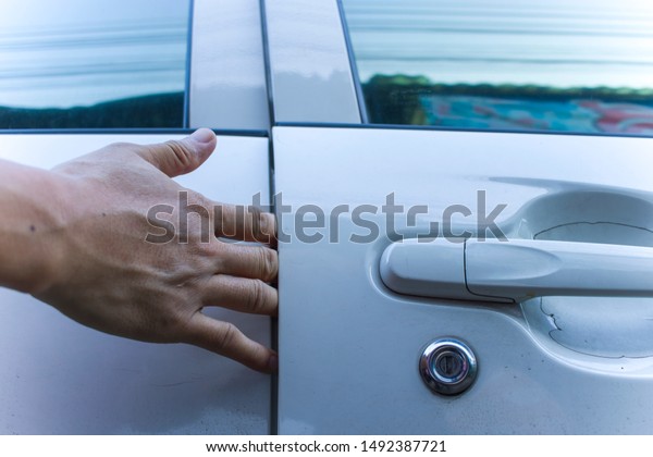 Man Hand Finger Pinched By Car Stock Photo Edit Now 1492387721