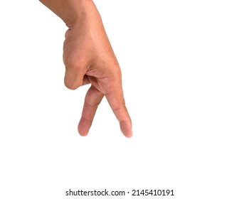 Man Hand With Fingers Simulating Someone Walking Isolated On White