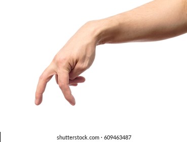 Man hand with fingers simulating someone walking or running isolated on white