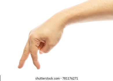 Man hand with fingers simulating someone walking or running isolated on white