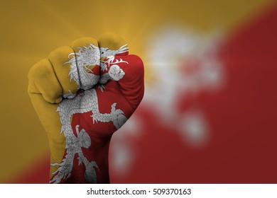 Man Hand Fist Of BRUNEI Flag Painted