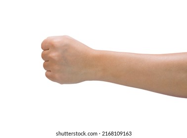 Man hand with fist isolated on white background with clipping path. - Powered by Shutterstock