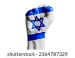 Man hand fist of ISRAEL flag painted. Close-up