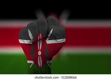 Man Hand Fist Of KENYA Flag Painted