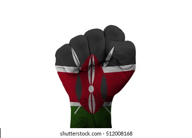 Man Hand Fist Of KENYA Flag Painted