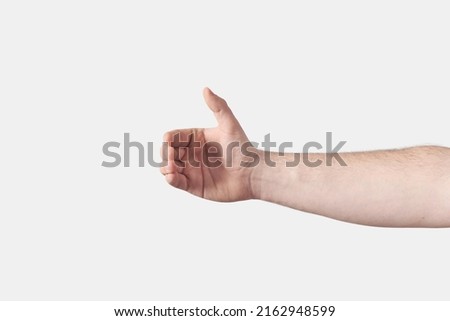 Man hand grip isolated on white