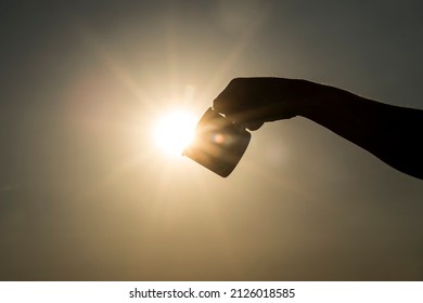 Man Hand Holding Coffee Cup. 