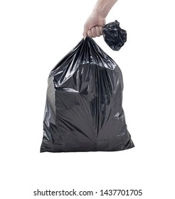 Man Hand Holding Garbage Bag Isolated On White Background Clipping Path On White Background