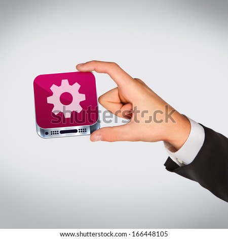 Man hand holding object ( Gear icon) High resolution