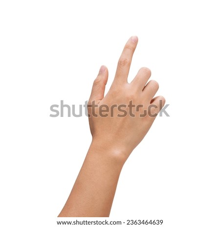 Man Hand Holding Something Like A Bottle Or Smart phone On Isolated White Background Stock photo © 
